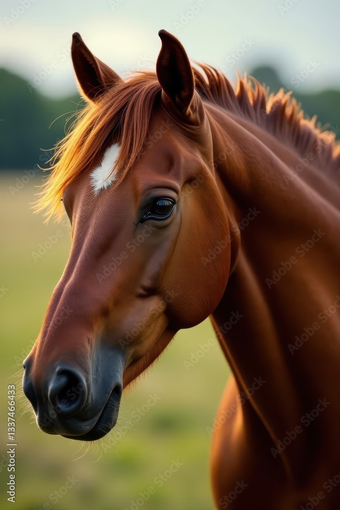 Naklejka premium Short, wavy brown horsehair, visible follicles, equine, hair, horse