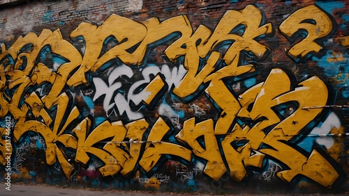 Graffiti Writing on Street Wall 12