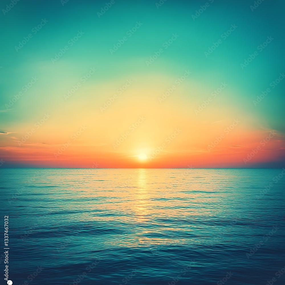 Fototapeta premium Vibrant Sunset over Calm Ocean.