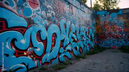 Graffiti Writing on Street Wall 2