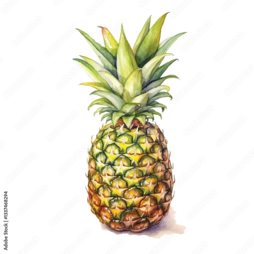Fototapeta premium pineapple isolated on white watercolor