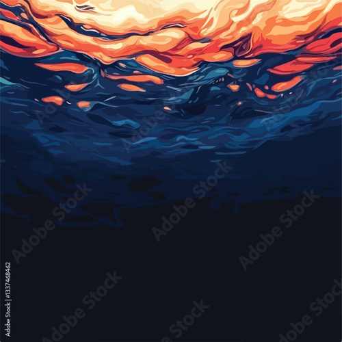 Underwater Dark Blue Ocean Surface View Background