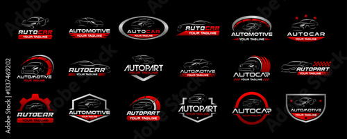 Automotive logo templates collection. Car logo ornament logo vector design elements set. Emblem of sports car set. Car garage logo vector bundle
