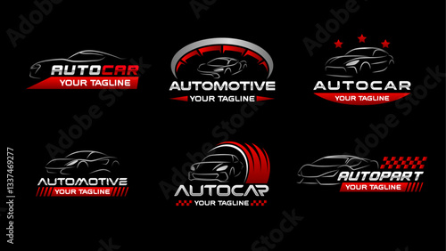 Automotive logo templates collection. Car logo ornament logo vector design elements set. Emblem of sports car set. Car garage logo vector bundle
