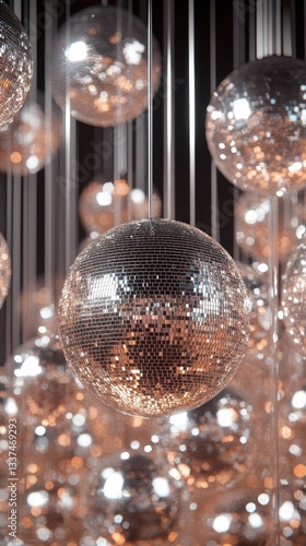 Hanging Silver Disco Balls with Lights	