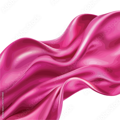 Elegant Deep Magenta Pink Silk Fabric Waves Soft Folds