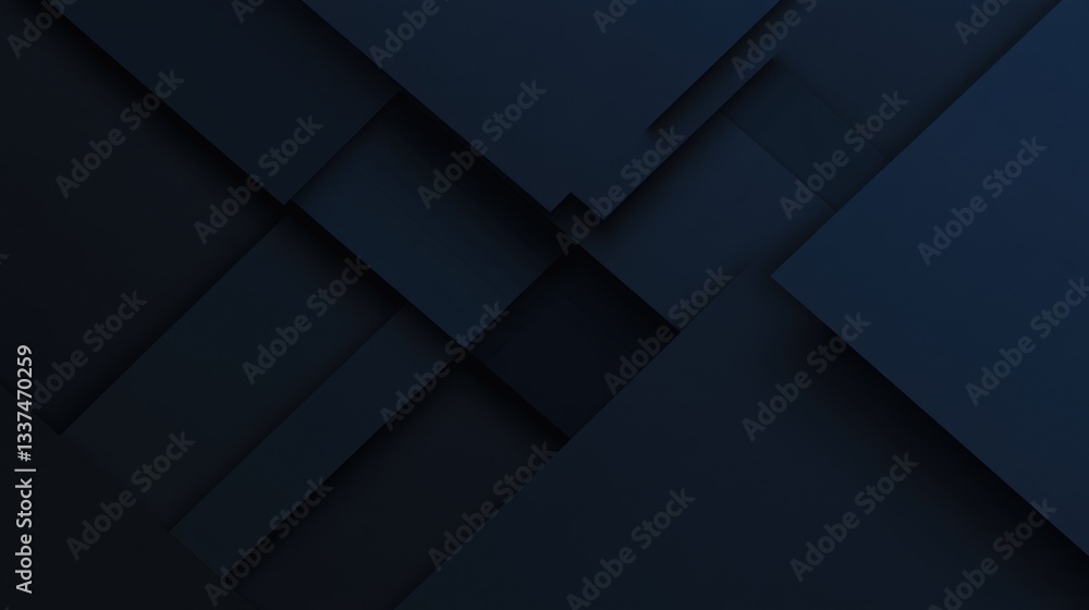 Fototapeta premium Abstract dark blue geometric background with layered shapes and shadows, suitable for modern design projects