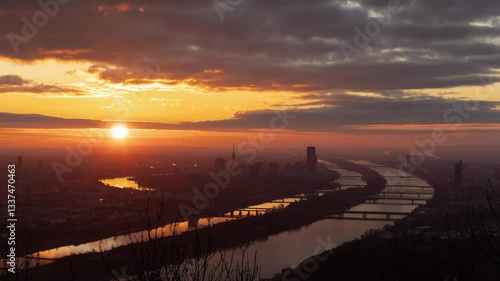 Wallpaper Mural Vienna capital city of Austria in Europe. Timelapse video during sunset in winter. Torontodigital.ca