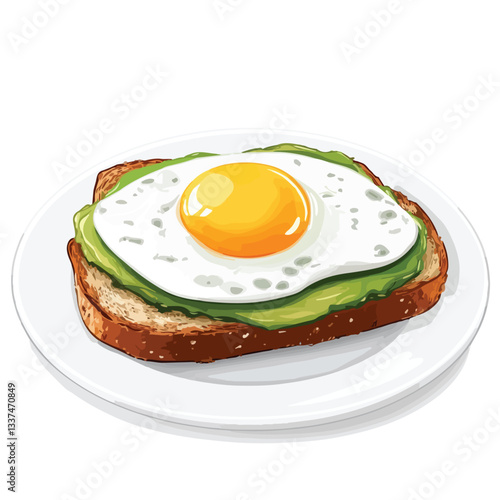 Delicious Avocado Toast with Fried Egg on Plate