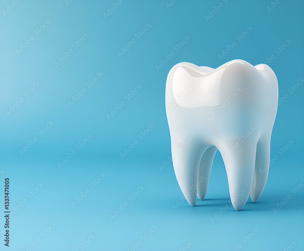 A healthy white tooth on a blue background. The concept of dentistry, health, health care, oral care. Oral hygiene, professional teeth cleaning. Banner for a dental clinic, copyspace for text A healthy white tooth on a blue background. The concept of dentistry, health, health care, oral care. Oral hygiene, professional teeth cleaning. Banner for a dental clinic, copyspace for text