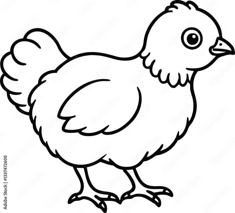 little chicken line art vector, chicken outline little chicken line art vector, chicken outline