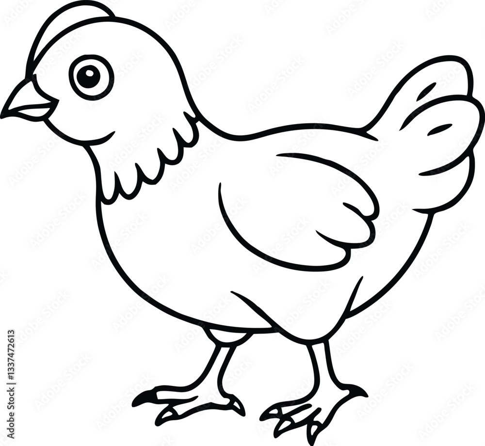 little chicken line art vector, chicken outline little chicken line art vector, chicken outline
