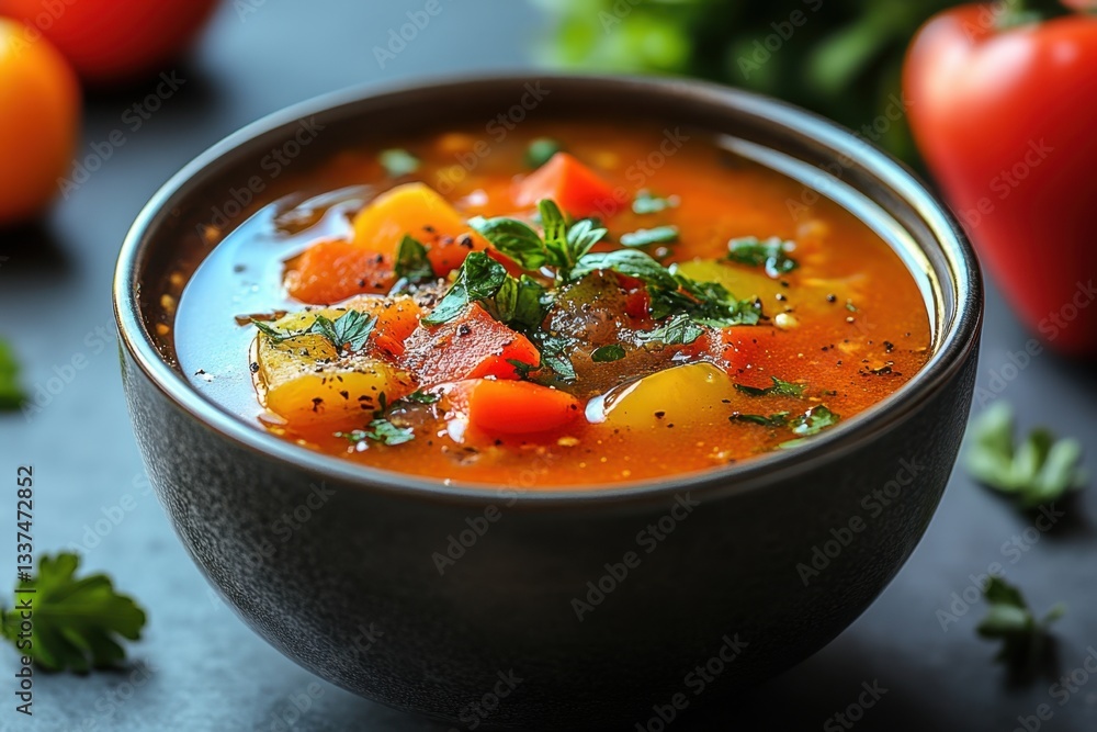 Warm Vegetable Soup in a Bowl Warm Vegetable Soup in a Bowl
