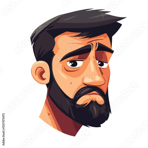 Disappointed Man Face Vector Illustration Isolated