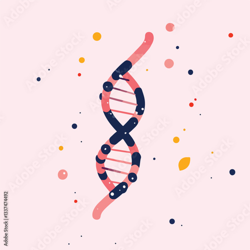 Simple DNA Molecule Structure with Flat Design