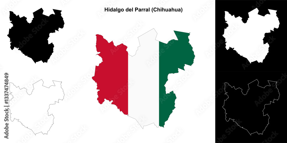 Fototapeta premium Hidalgo del Parral outline map