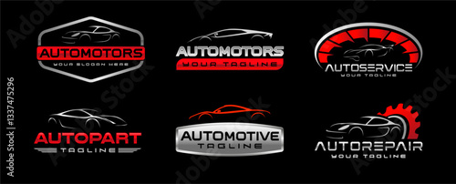 Automotive logo templates collection. Car logo ornament logo vector design elements set. Emblem of sports car set. Car garage logo vector bundle