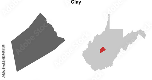 Clay County (West Virginia) blank outline map set