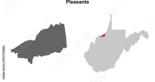 Pleasants County (West Virginia) blank outline map set