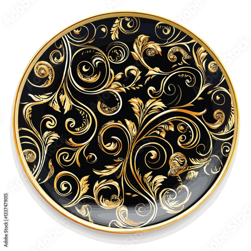 Elegant Swirl Design Decorative Plate with Gold