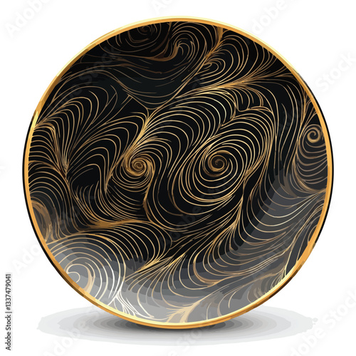 Elegant Swirl Design Decorative Plate with Gold