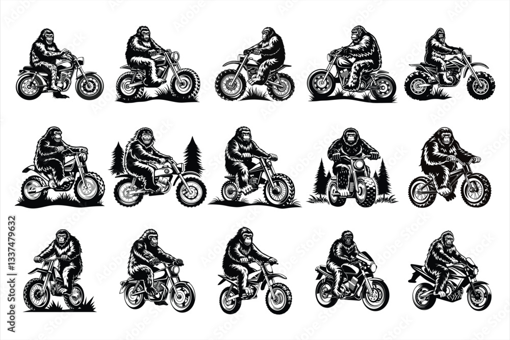 Naklejka premium Bigfoot Riding Bike Premium