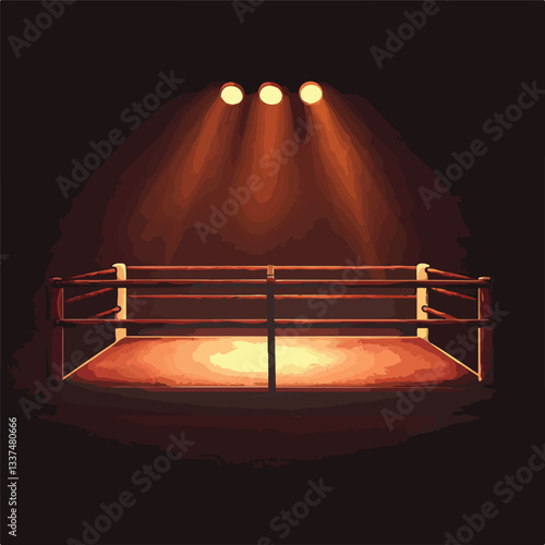 Empty Boxing Ring Spotlight Illuminated Arena Spectacle