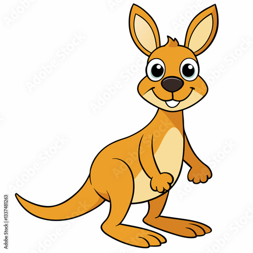 Kangaroo with baby cartoon illustration in a cute and funny style