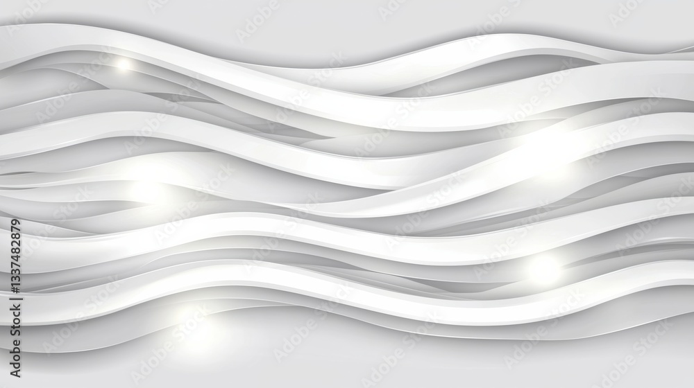 Dynamic flowing white waves abstract graphic digital art minimalist style modern design serene environment Dynamic flowing white waves abstract graphic digital art minimalist style modern design serene environment