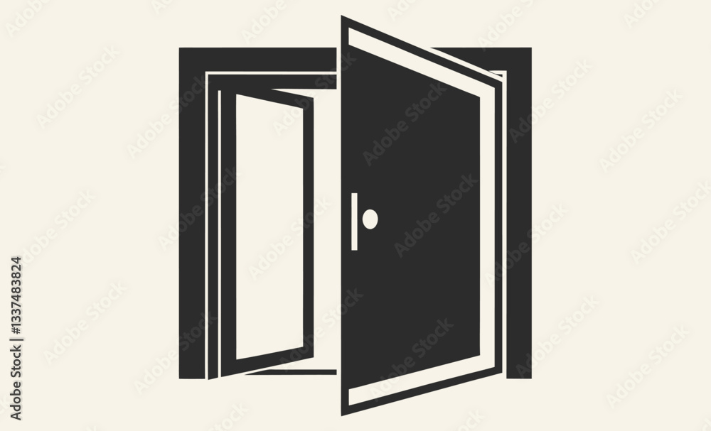 Doors graphic icon, open door symbol, vector illustration Doors graphic icon, open door symbol, vector illustration