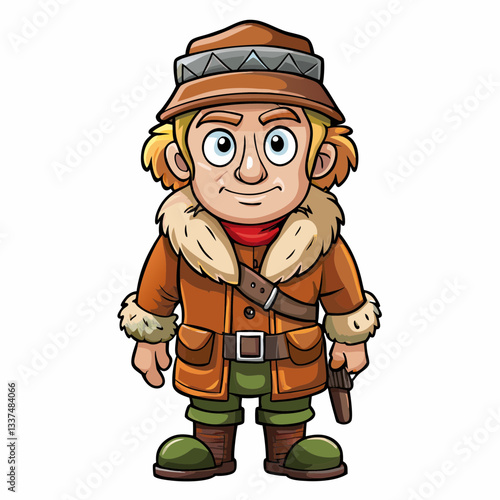 a cartoon adventurer or explorer ready for his next expedition
