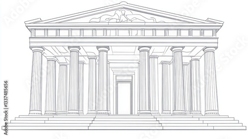 Ancient Greek temple, architectural drawing, historical building, graphic illustration, for educational purposes