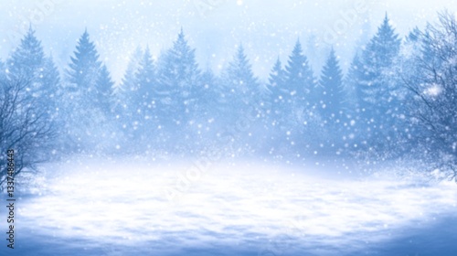 Wallpaper Mural Pristine Winter Landscape with Blurred Snow Field . Christmas background.         Torontodigital.ca