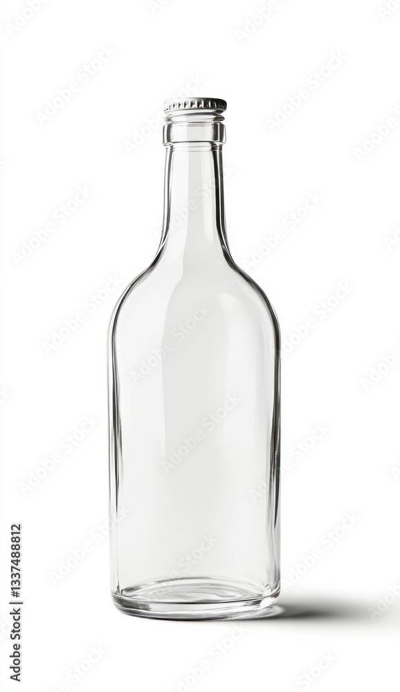 Clear Glass Bottle Still Life with Cap for Beverage Mockup Clear Glass Bottle Still Life with Cap for Beverage Mockup