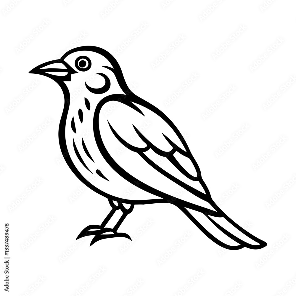 Bird icon standing gracefully, nature symbolism concept Bird icon standing gracefully, nature symbolism concept