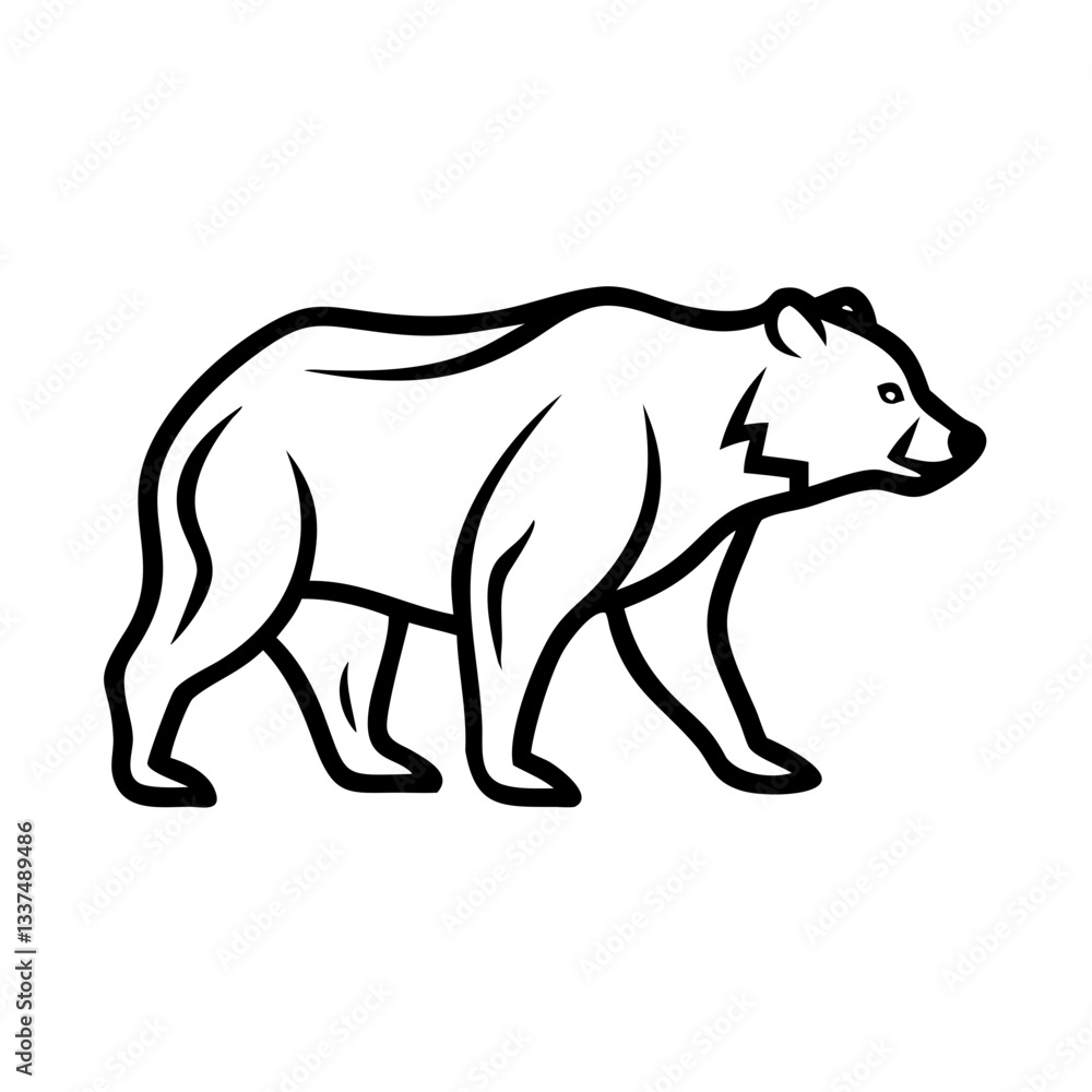 Bear icon walking in nature, wildlife adventure concept Bear icon walking in nature, wildlife adventure concept