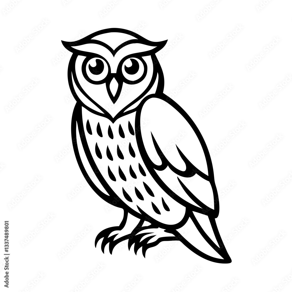 Owl icon observing surroundings, nature symbolism concept Owl icon observing surroundings, nature symbolism concept