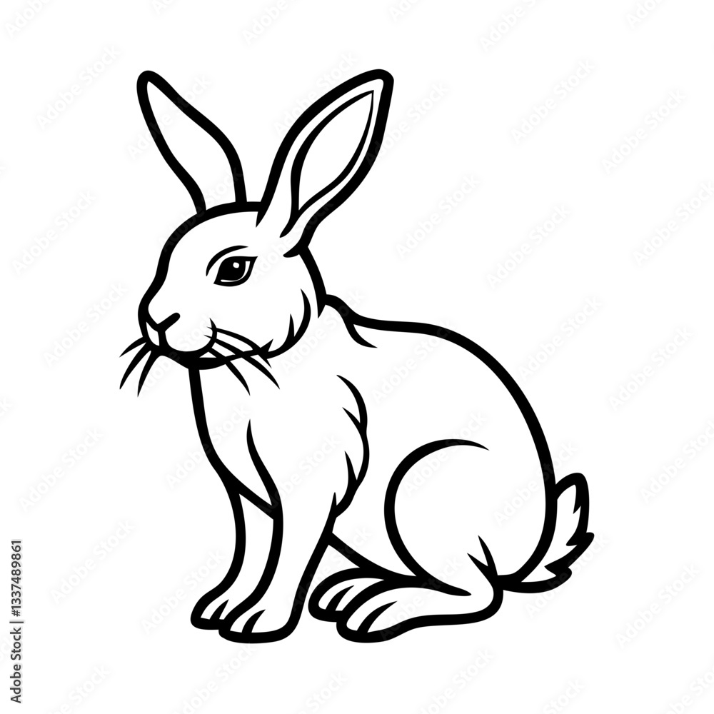 Rabbit icon sitting calmly, serene wildlife concept Rabbit icon sitting calmly, serene wildlife concept