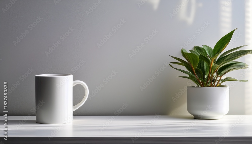 cup of coffee with pot of leaves cup of coffee with pot of leaves