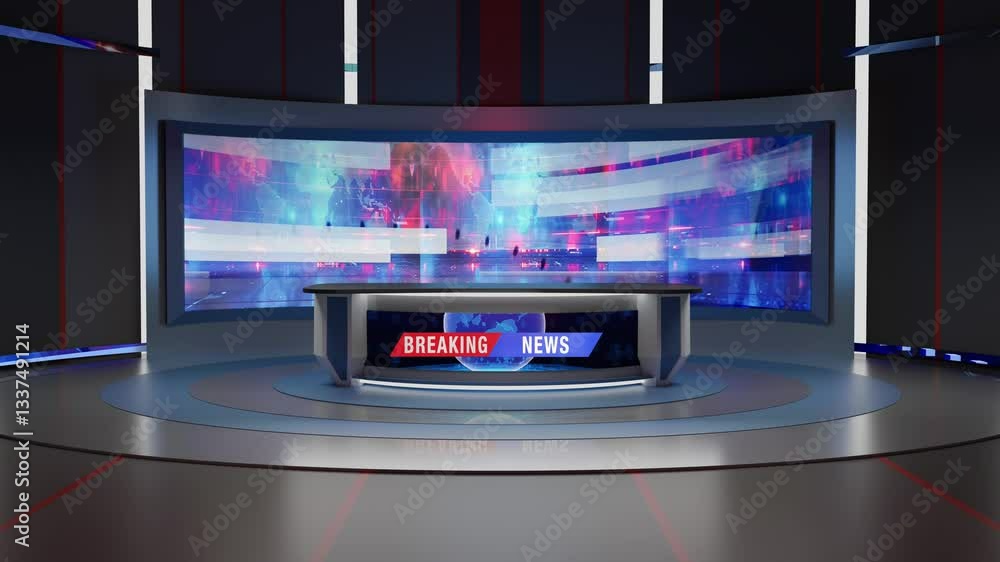 3D Virtual TV Studio News, Backdrop For TV Shows .TV On Wall.3D Virtual News Studio Background Loop
3D Virtual TV Studio News, Backdrop For TV Shows .TV On Wall.3D Virtual News Studio Background Loop