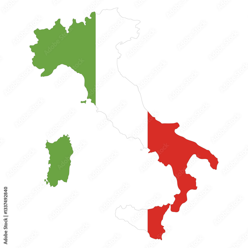 Fototapeta premium map of italy with flag