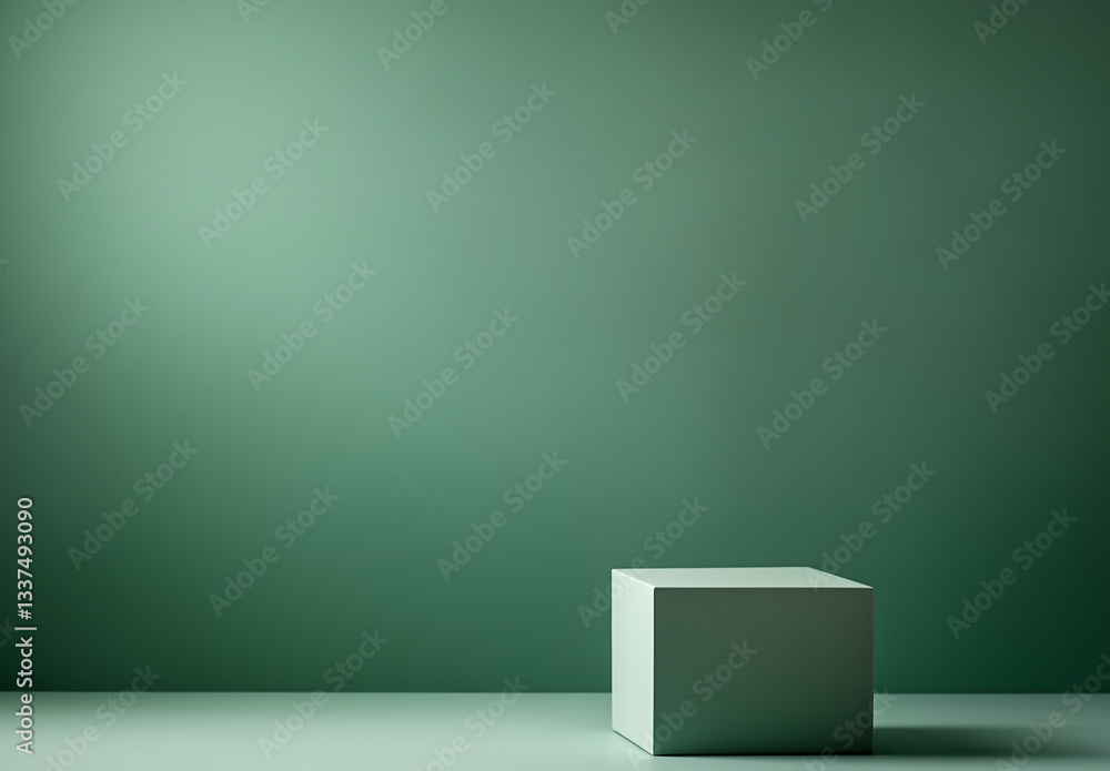 custom made wallpaper toronto digitalMinimalist Square Green Pedestal on Plain Green Background – Modern Product Photography Concept