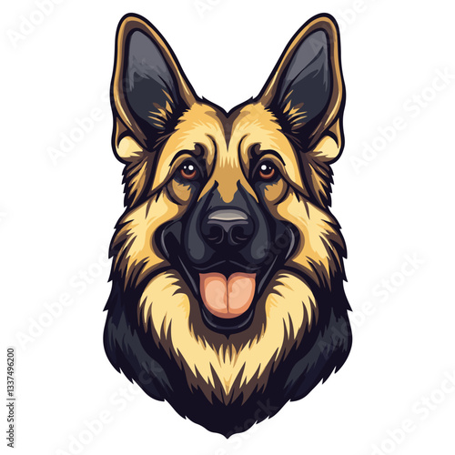 Cute German Shepherd Dog Cartoon Mascot Character Vector Illustration