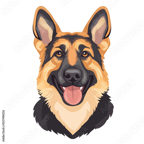 Cute German Shepherd Dog Cartoon Mascot Character Vector Illustration