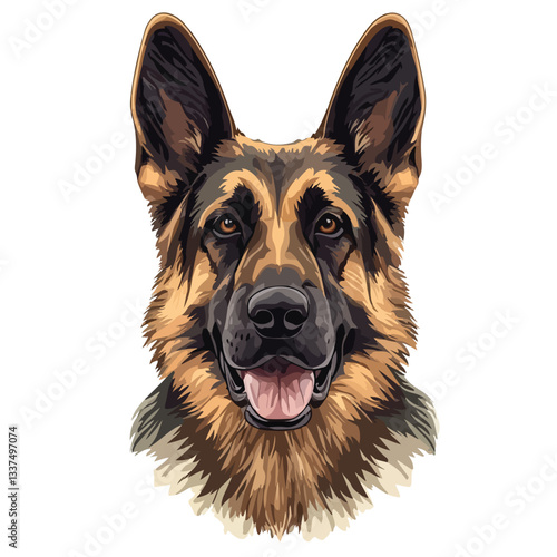 German Shepherd Dog Head Face Vector Illustration