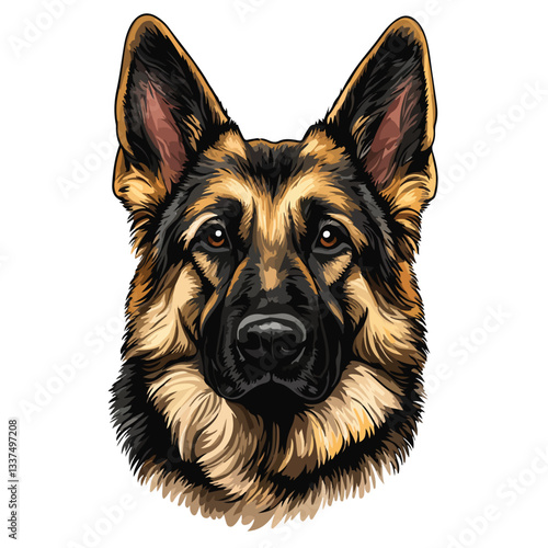 German Shepherd Dog Head Face Vector Illustration