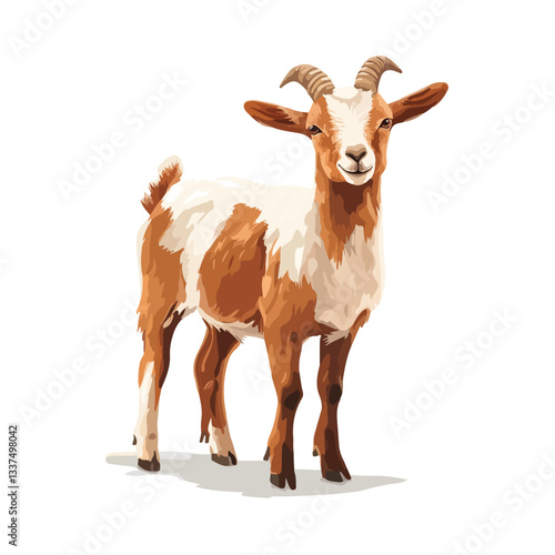 Full Body Goat Vector Illustration for Farm Pet Animation