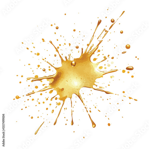 Golden Paint Splatter on Vector Illustration