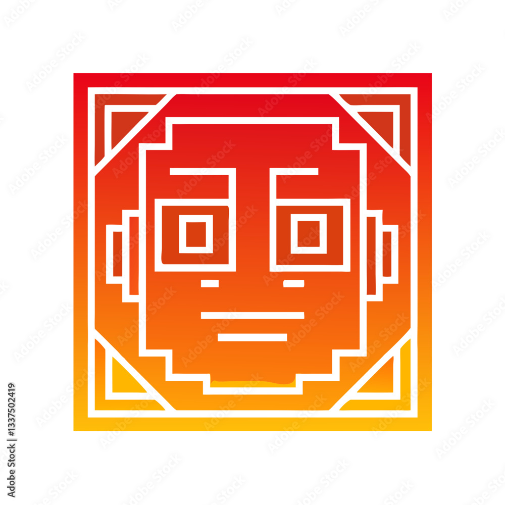 Abstract icon of a stylized face in gradient colors Abstract icon of a stylized face in gradient colors