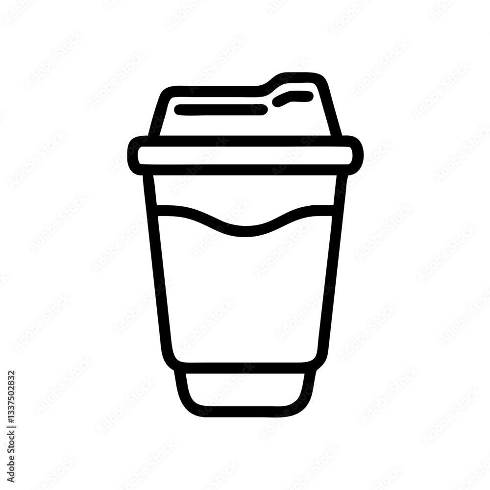 Line art coffee cup icon on white background Line art coffee cup icon on white background